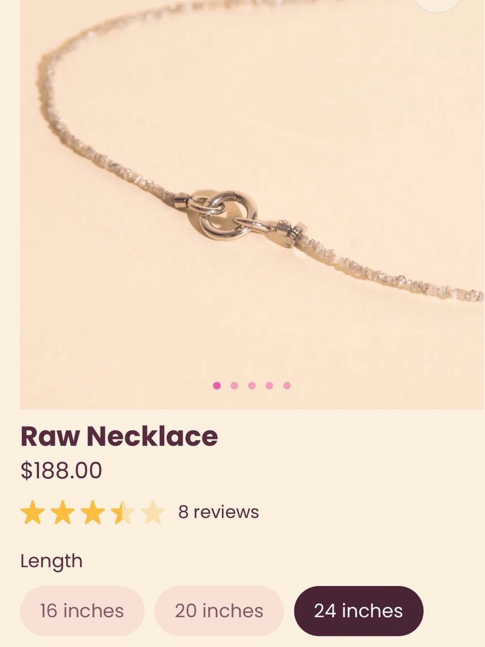 Oh Clem raw diamond necklace 24 inch
